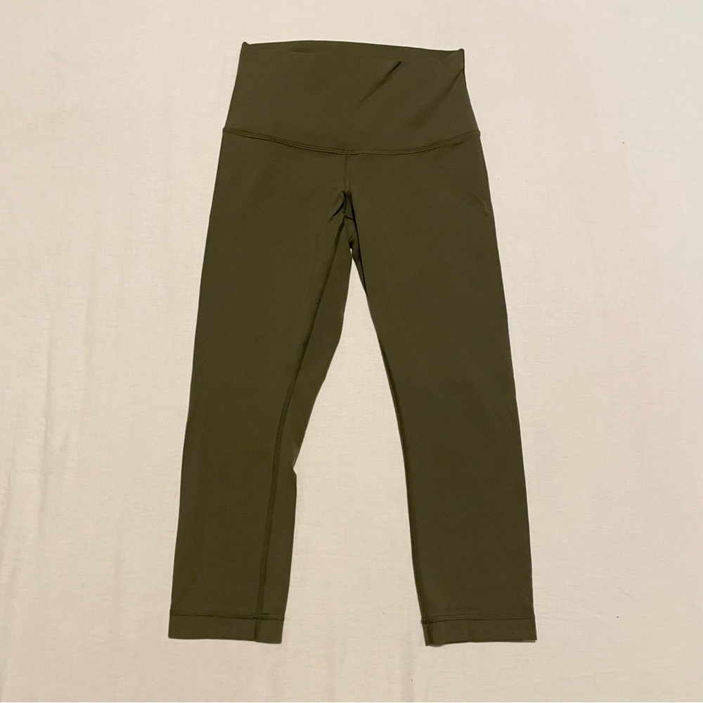 Lululemon Womens Green Crop Pant Leggings Missing Size